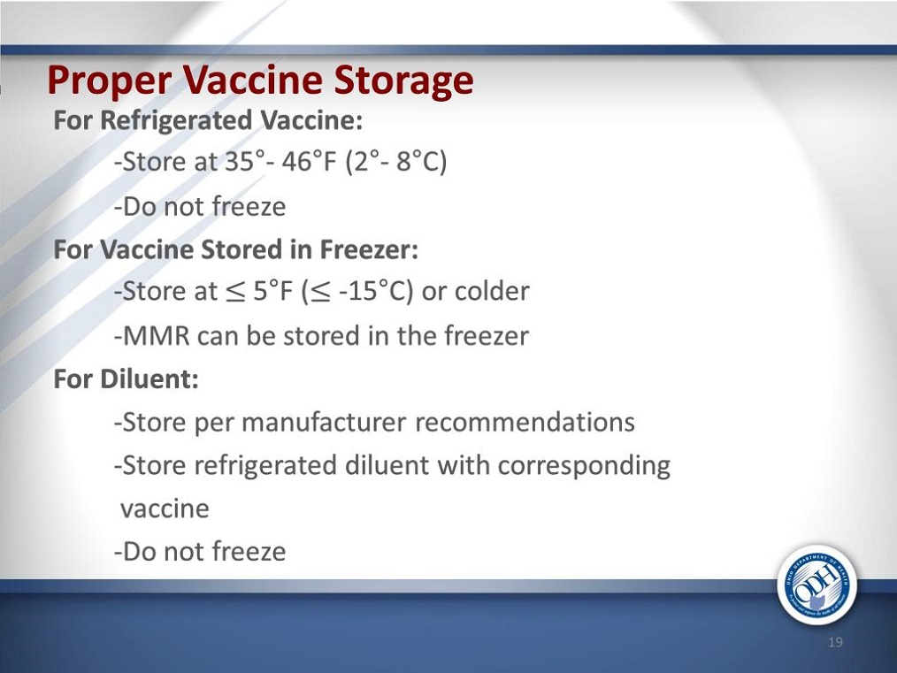 vaccines stored in freezer